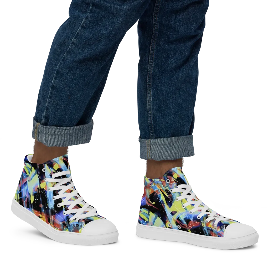 Afterglow Fracture on Men's High Top Canvas Shoes — Right