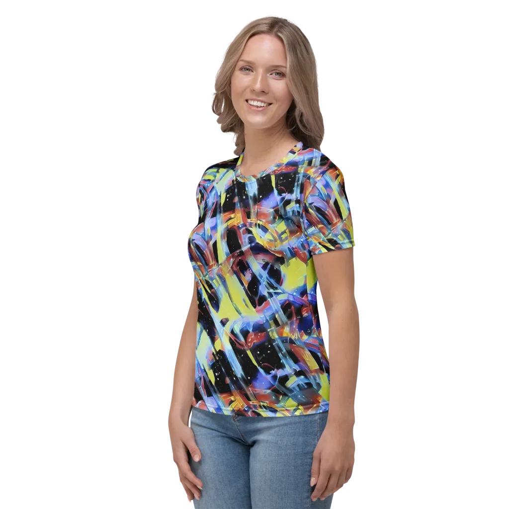 Afterglow Fracture on Women's Crew Neck T-Shirt — Left