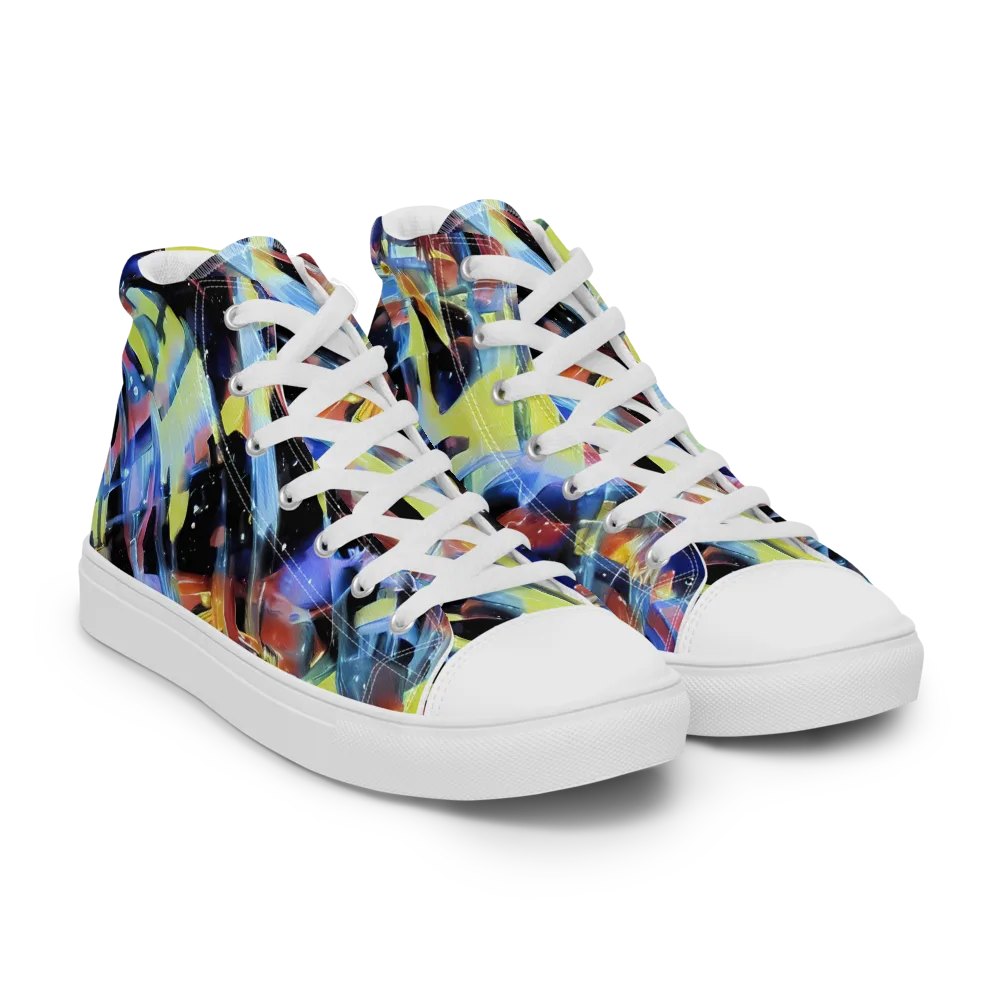 Afterglow Fracture on Women's High Top Canvas Shoes — Right Front