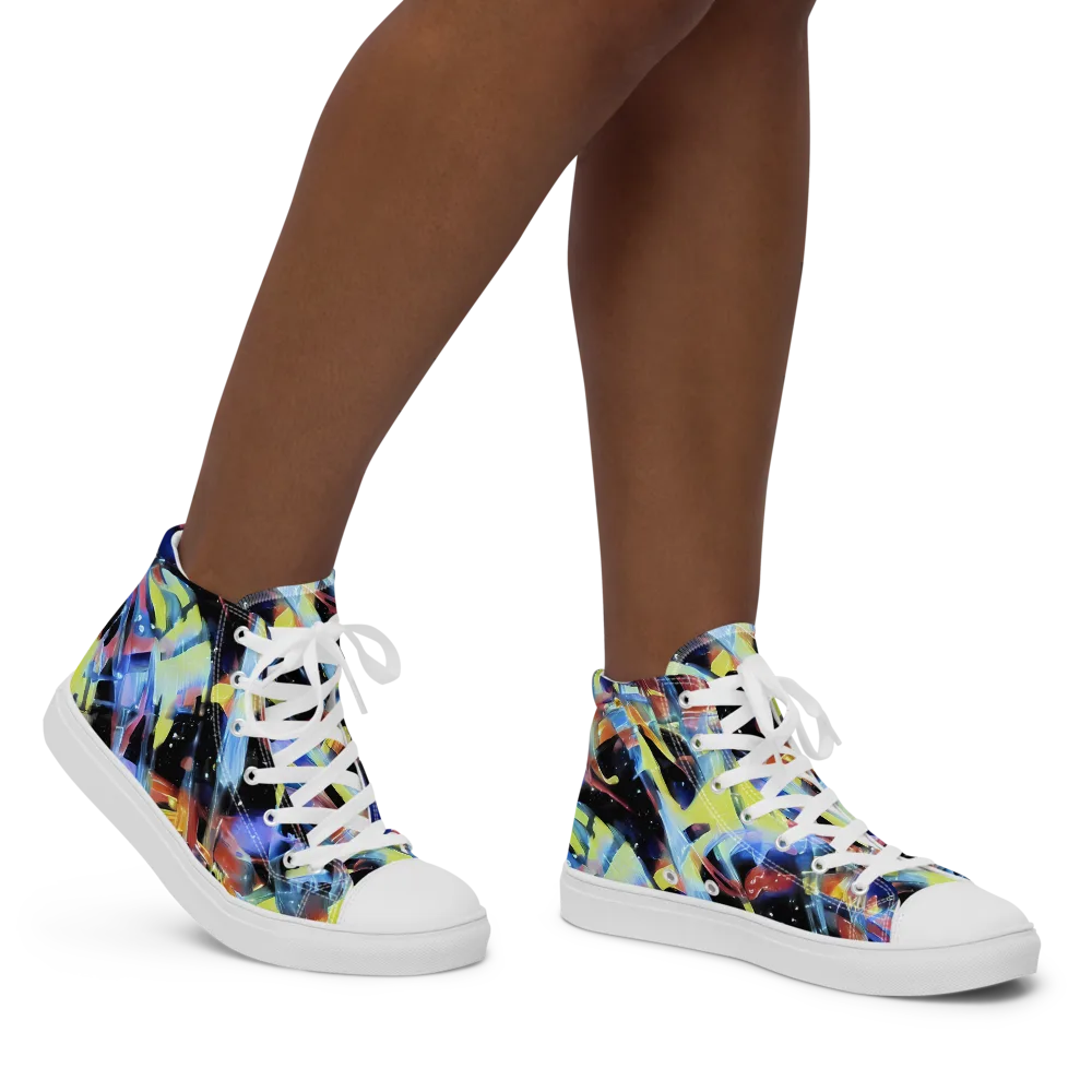 Afterglow Fracture on Women's High Top Canvas Shoes — Right
