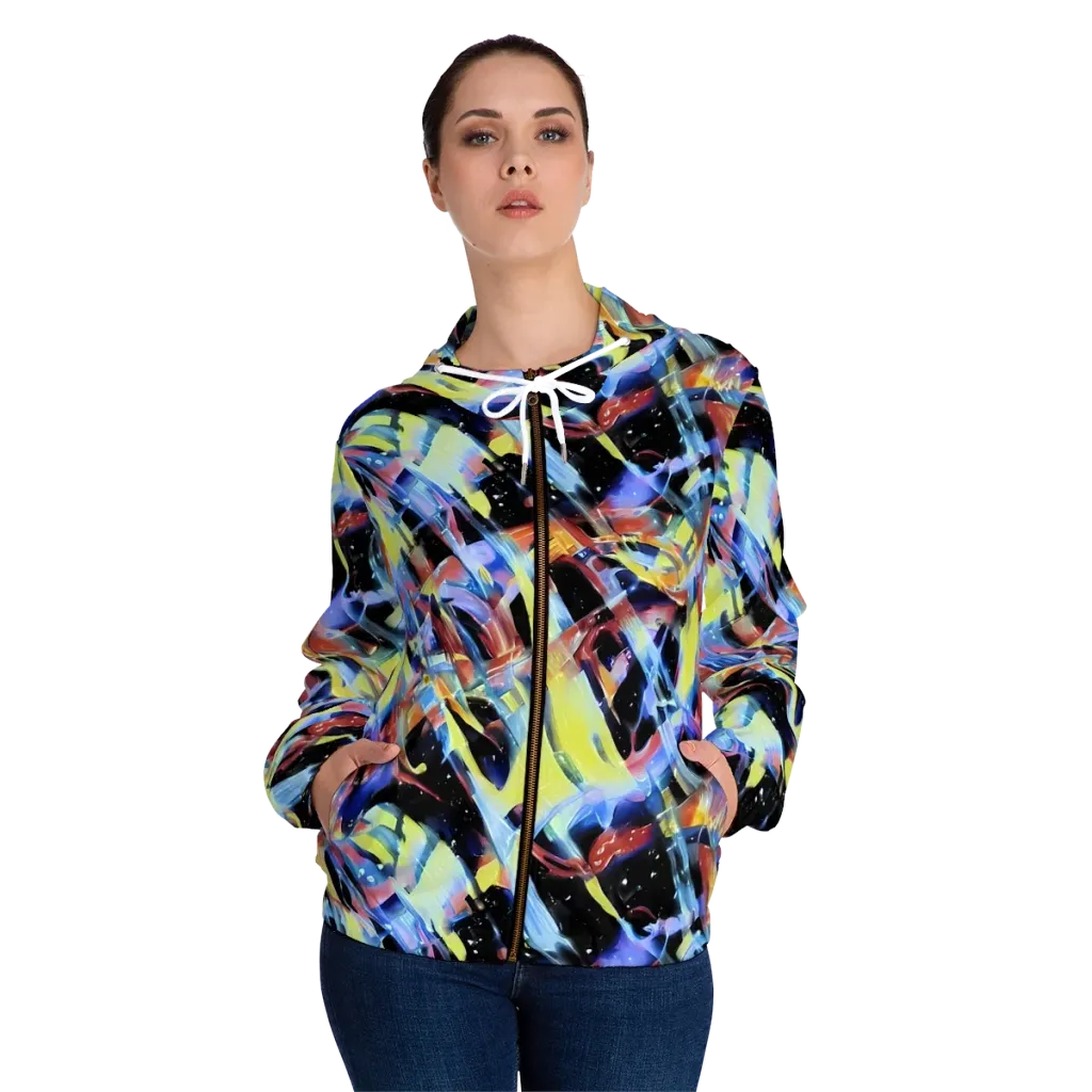 Afterglow Fracture on Women's Full-Zip Hoodie — Front On Person