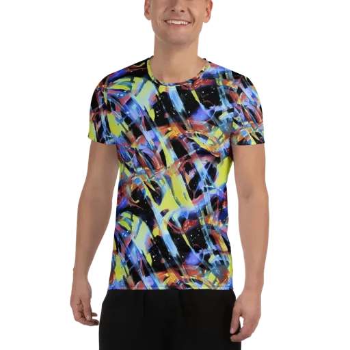 Afterglow Fracture on a Men's Athletic T-Shirt