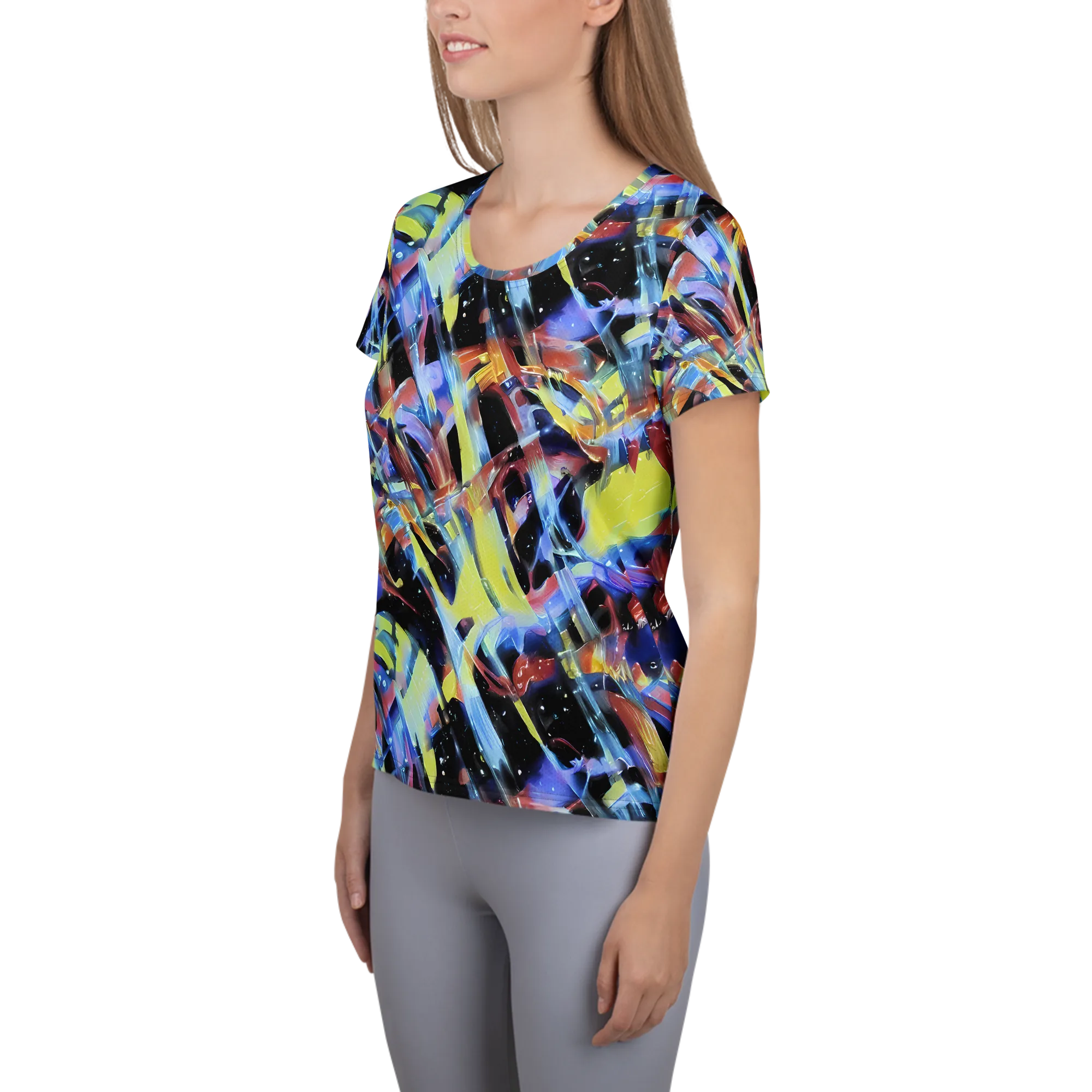 Afterglow Fracture on Women's Athletic T-Shirt — Left