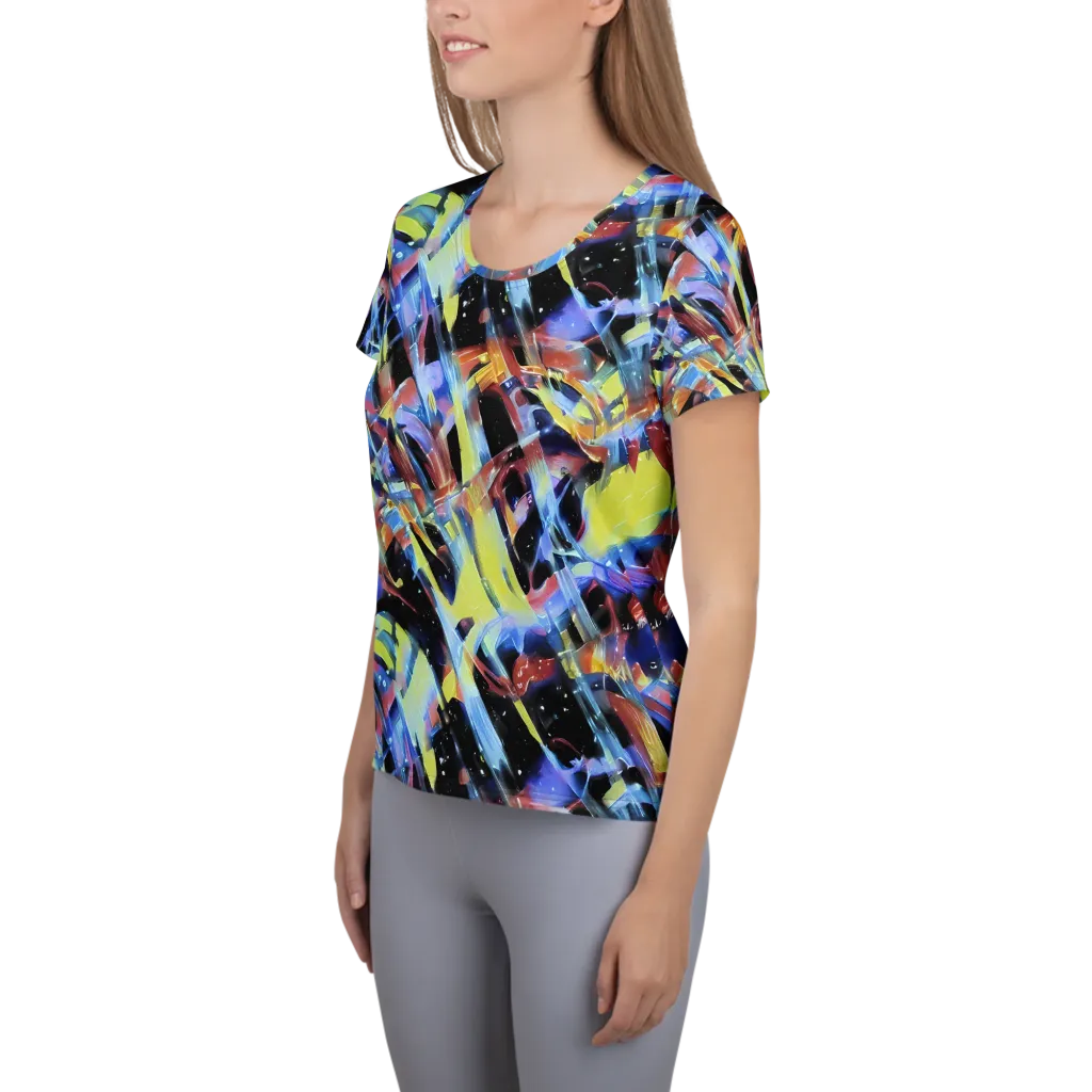 Afterglow Fracture on Women's Athletic T-Shirt — Left