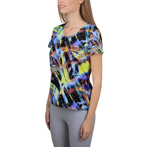 Afterglow Fracture on a Women's Athletic T-Shirt