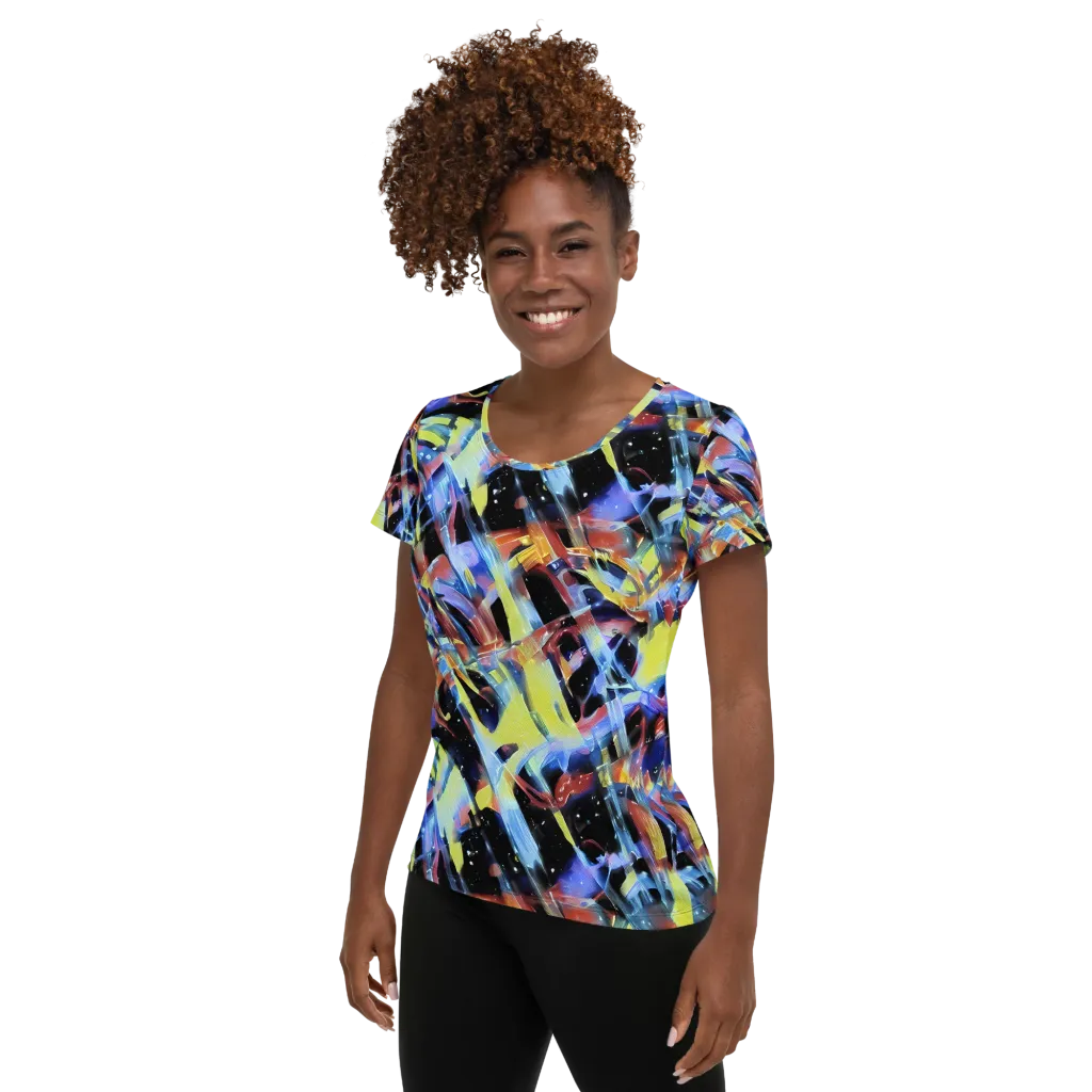Afterglow Fracture on Women's Athletic T-Shirt — Left