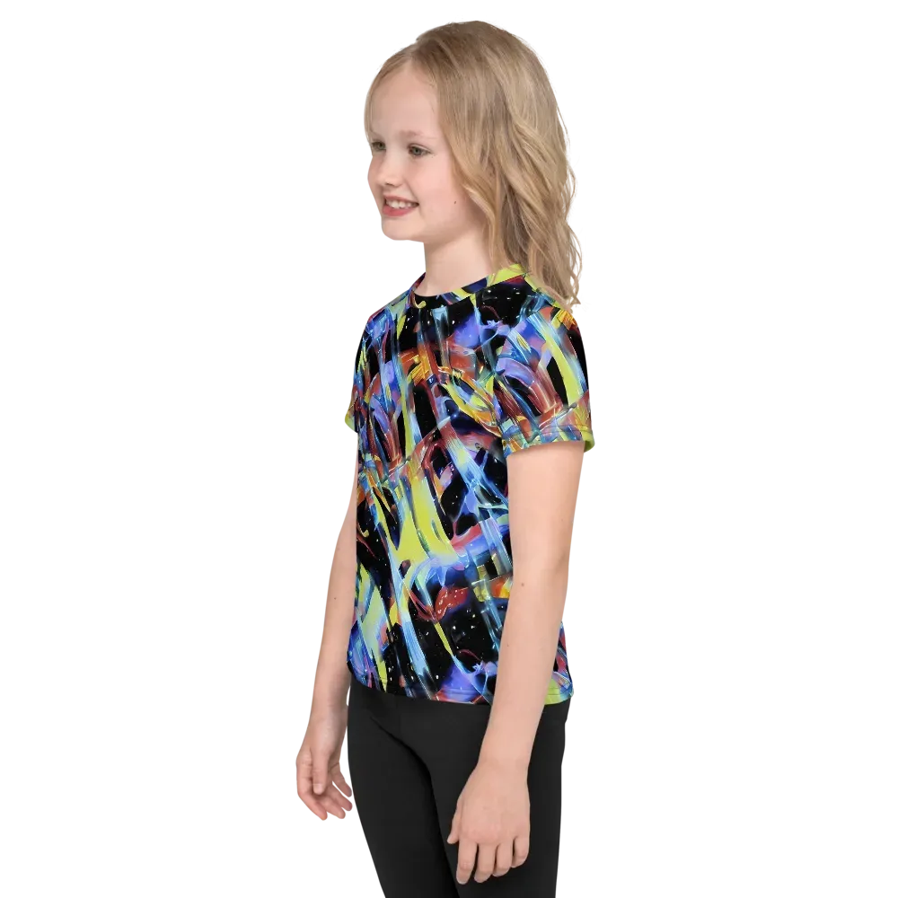 Afterglow Fracture on Kids Crew Neck T-Shirt — Left