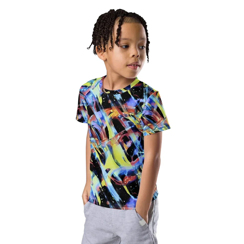 Afterglow Fracture on Kids Crew Neck T-Shirt — Left Front