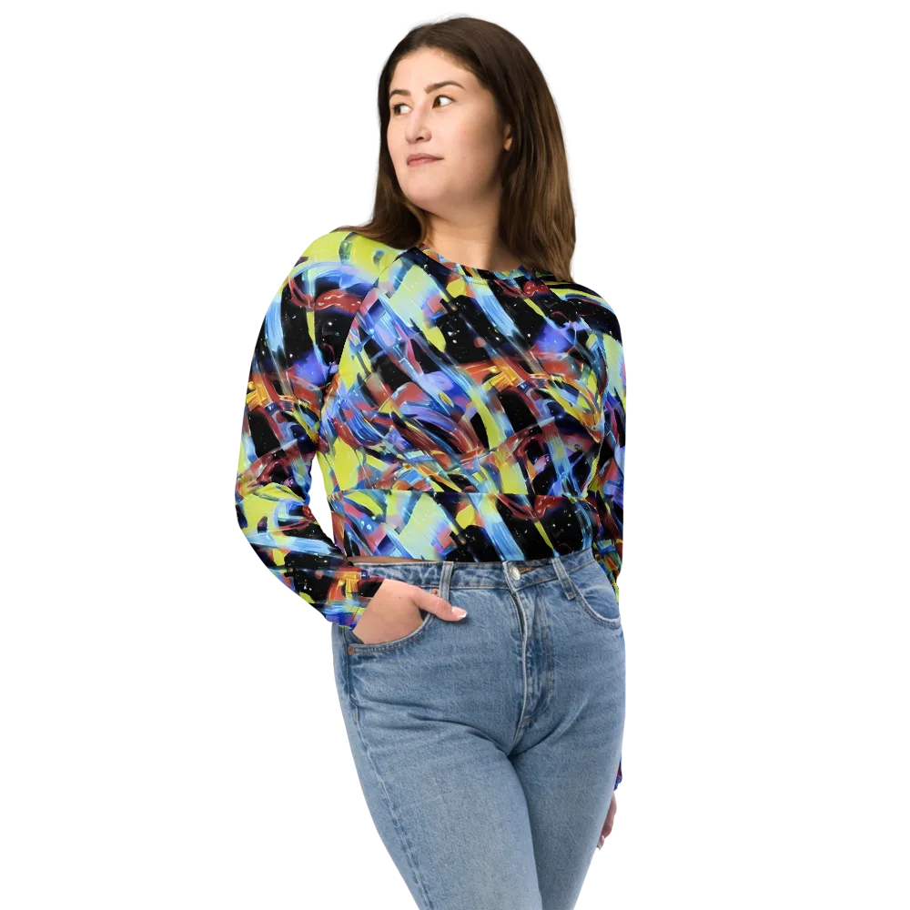 Afterglow Fracture on Long Sleeve Crop Top — Front