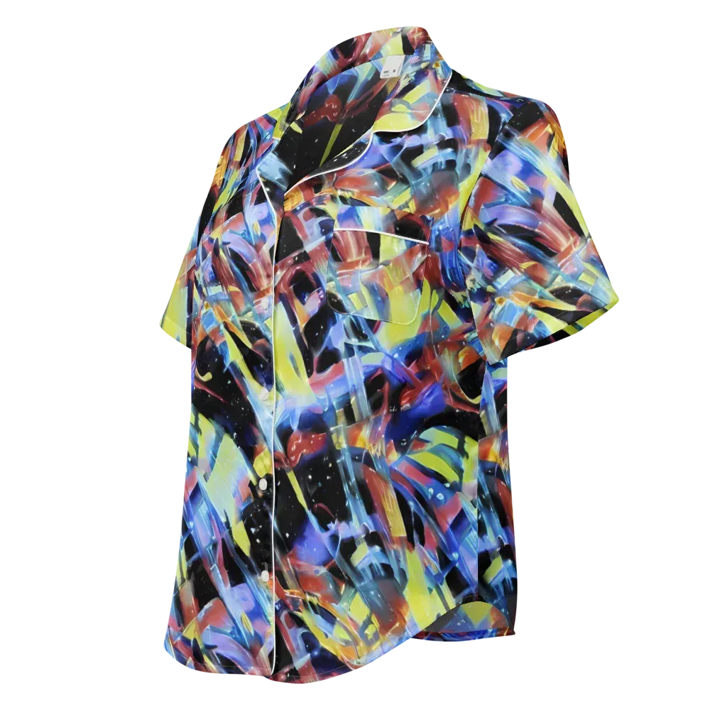 Afterglow Fracture on Women's Short Sleeve Pajama Top — Left Front