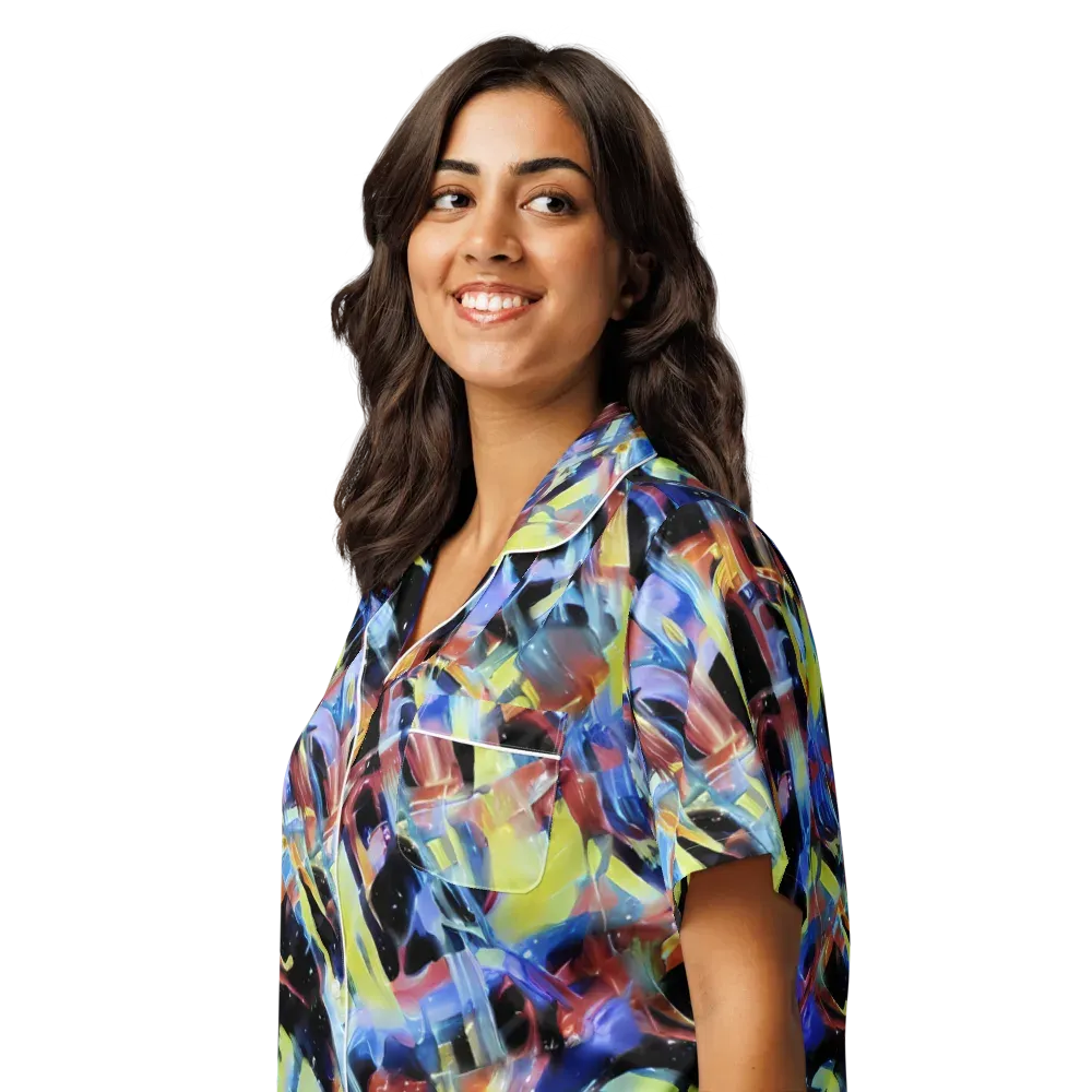 Afterglow Fracture on Women's Short Sleeve Pajama Top — Left Front
