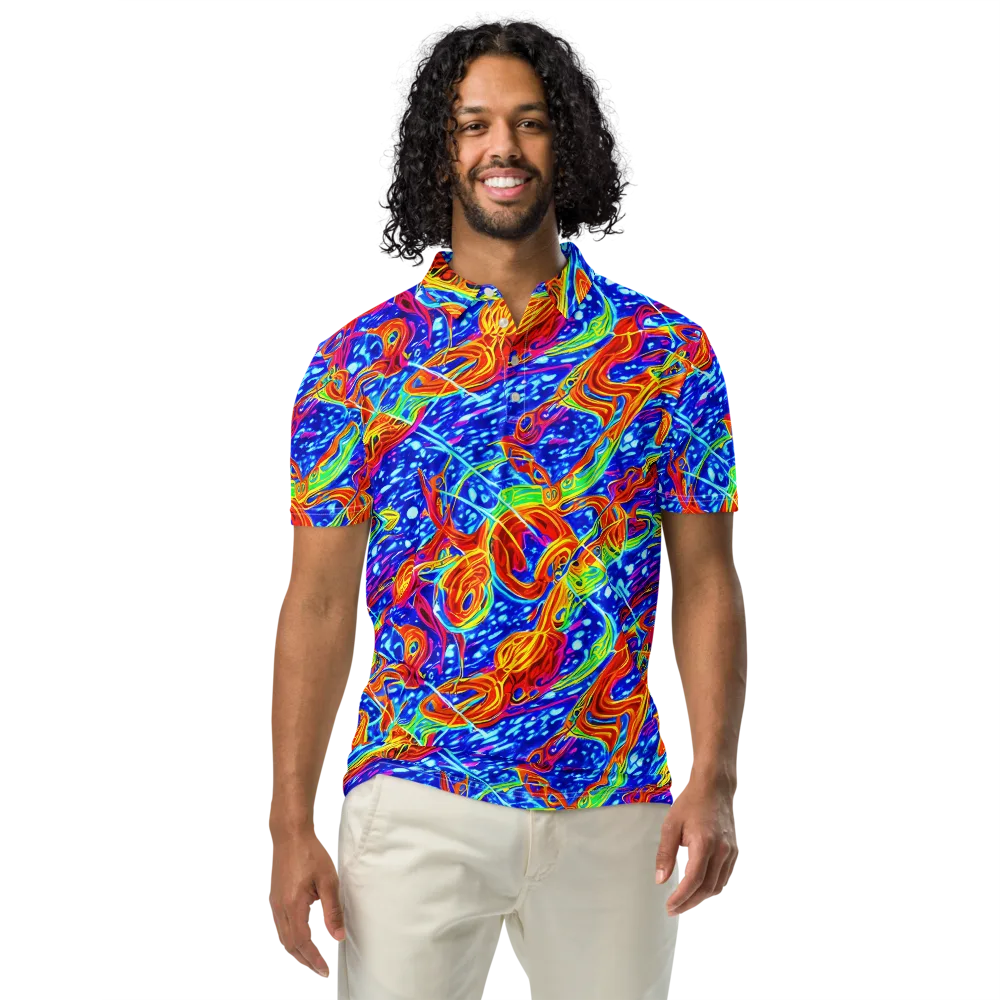 Molten Wave on Men's Slim Fit Polo Shirt — Front