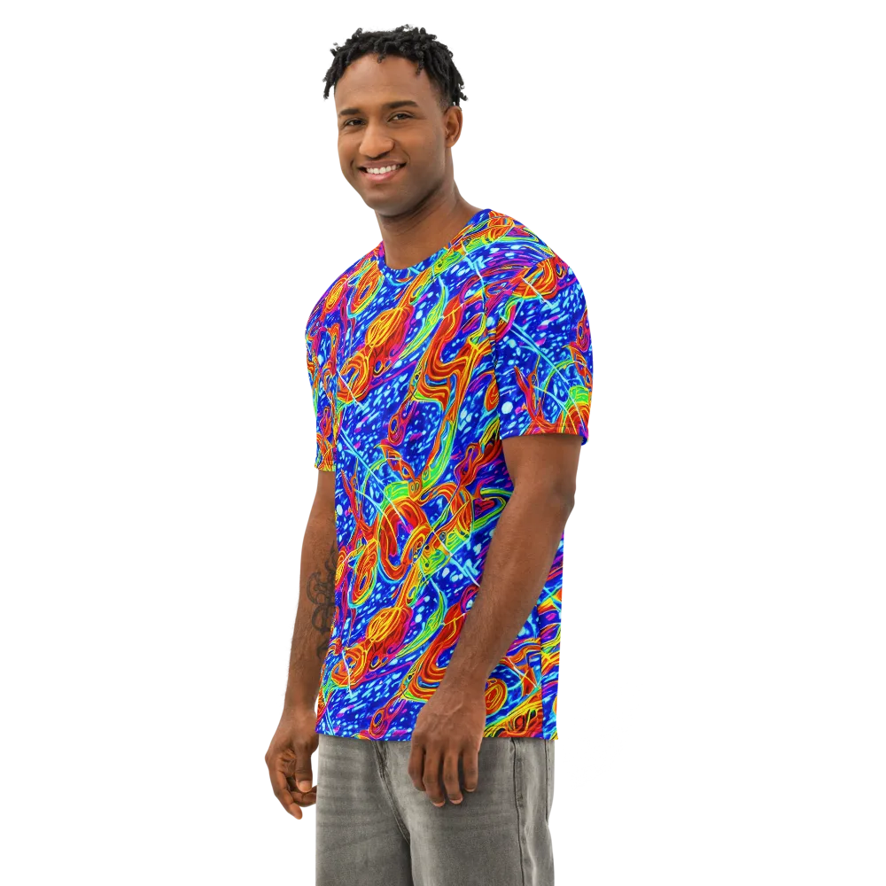 Molten Wave on Men's Cotton Crew Neck T-Shirt — Left Front