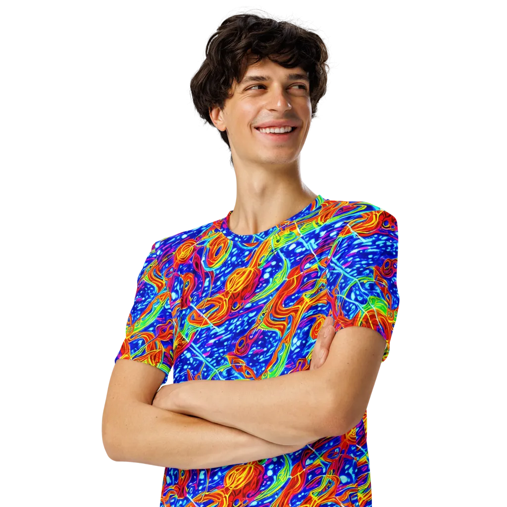 Molten Wave on Men's Crew Neck T-Shirt — Left Front
