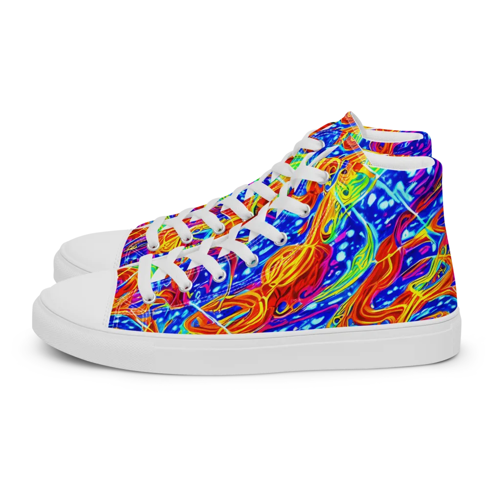 Molten Wave on Men's High Top Canvas Shoes — Left