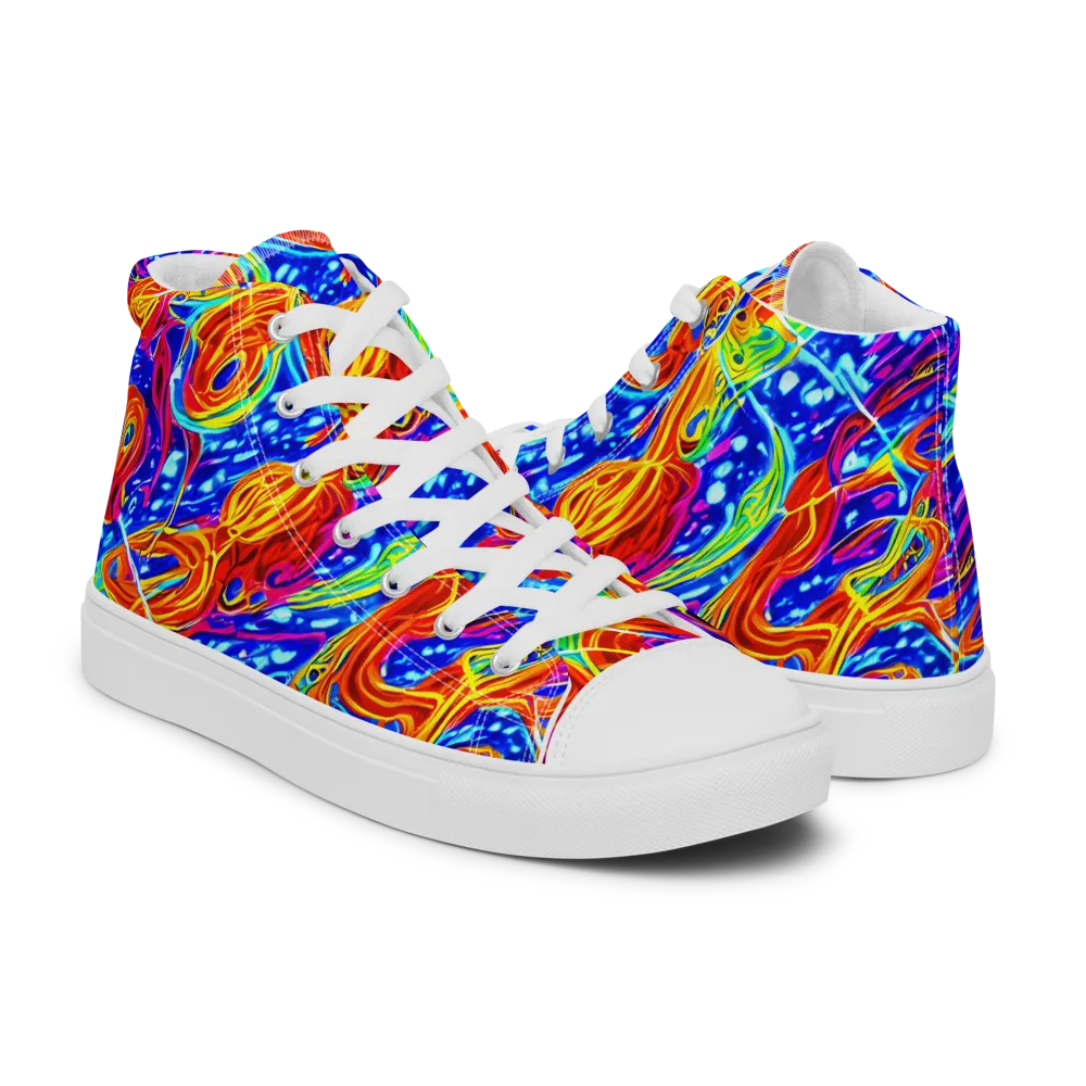 Molten Wave on Men's High Top Canvas Shoes — Right