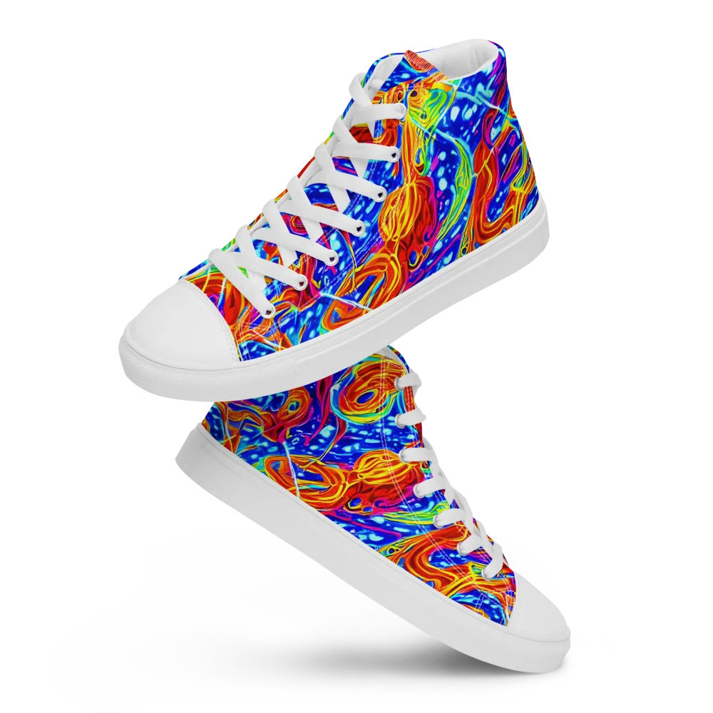 Molten Wave on Men's High Top Canvas Shoes — Front