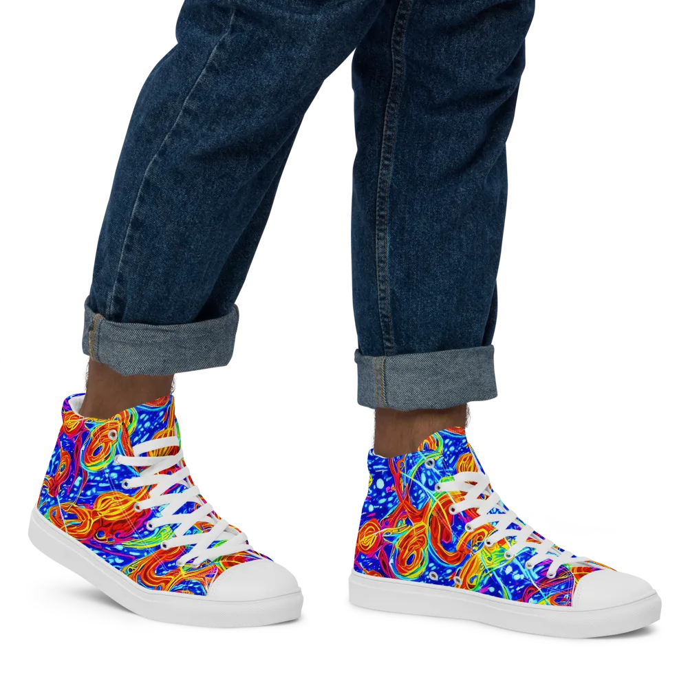Molten Wave on Men's High Top Canvas Shoes — Right