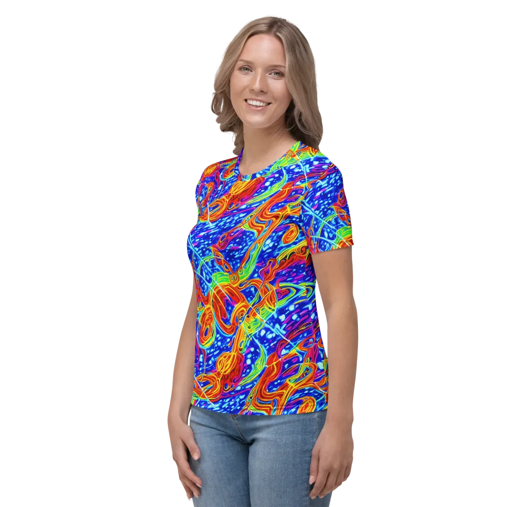 Molten Wave on Women's Crew Neck T-Shirt — Left