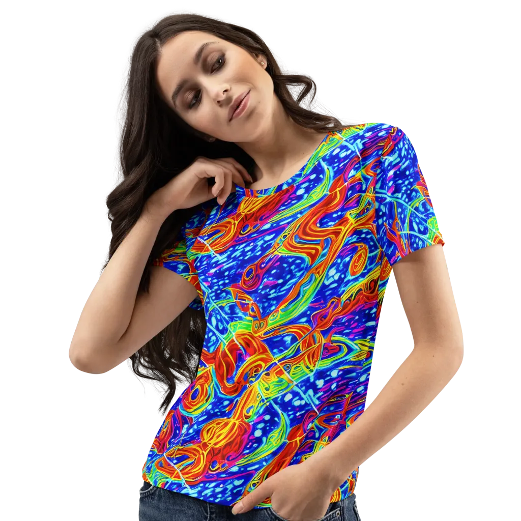 Molten Wave on Women's Crew Neck T-Shirt — Left Front
