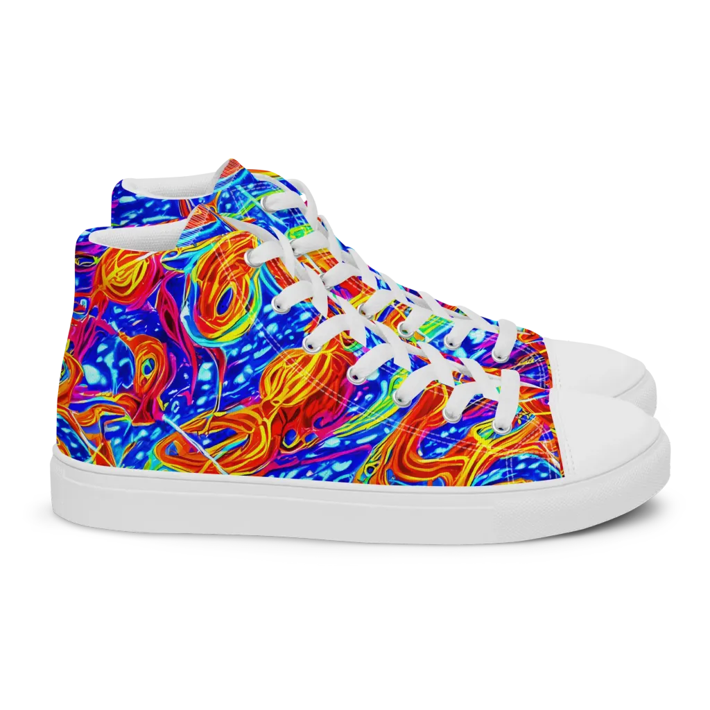 Molten Wave on Women's High Top Canvas Shoes — Right