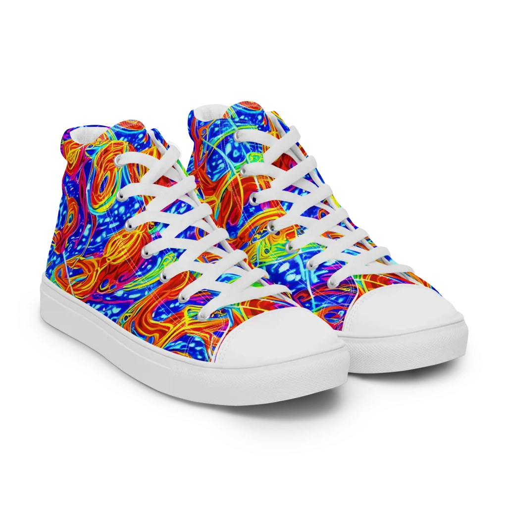 Molten Wave on Women's High Top Canvas Shoes — Right Front