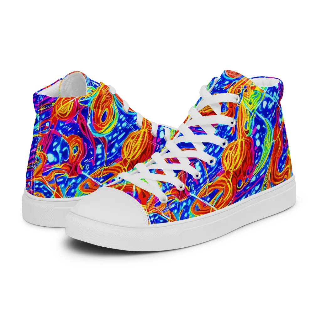 Molten Wave on Women's High Top Canvas Shoes — Left
