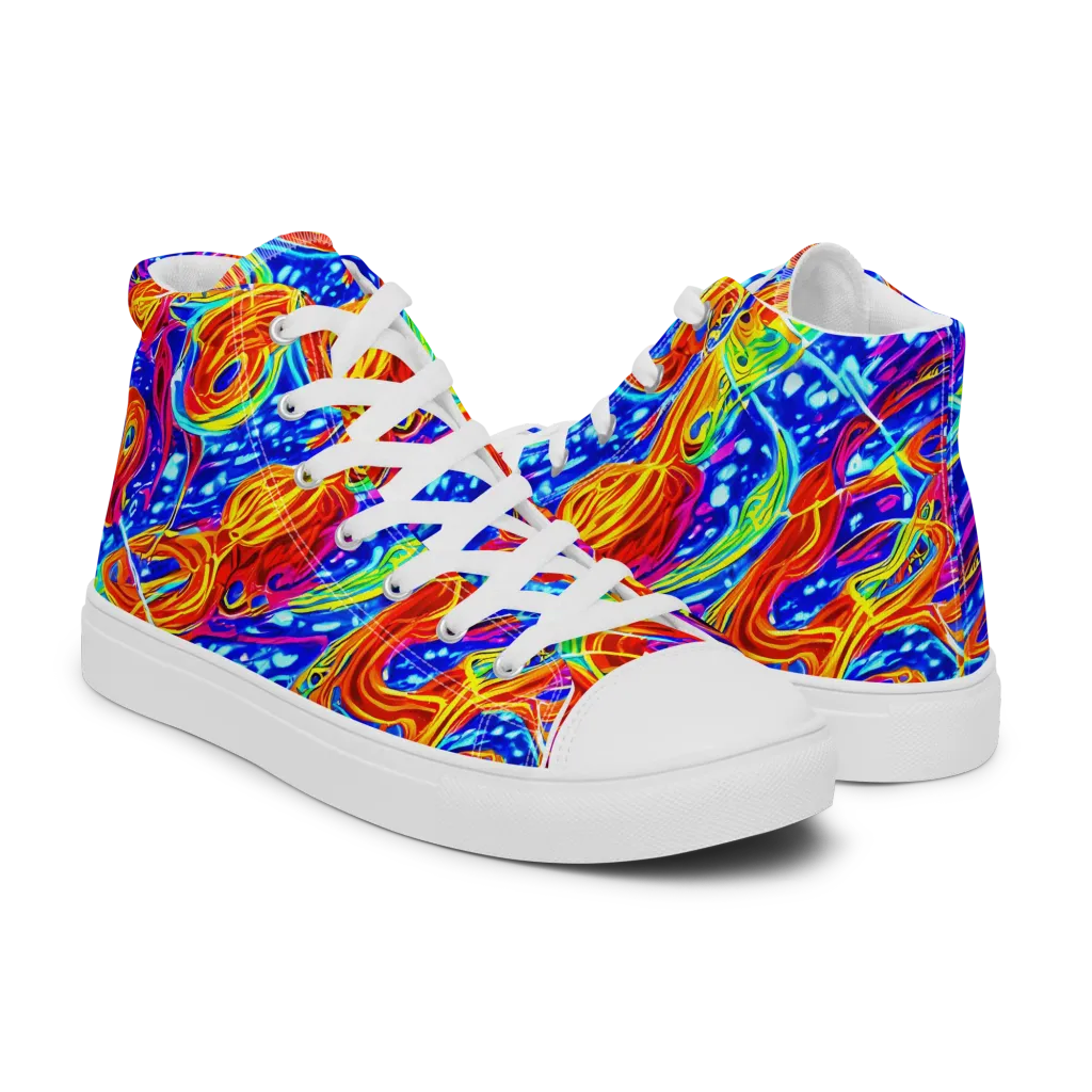 Molten Wave on Women's High Top Canvas Shoes — Right