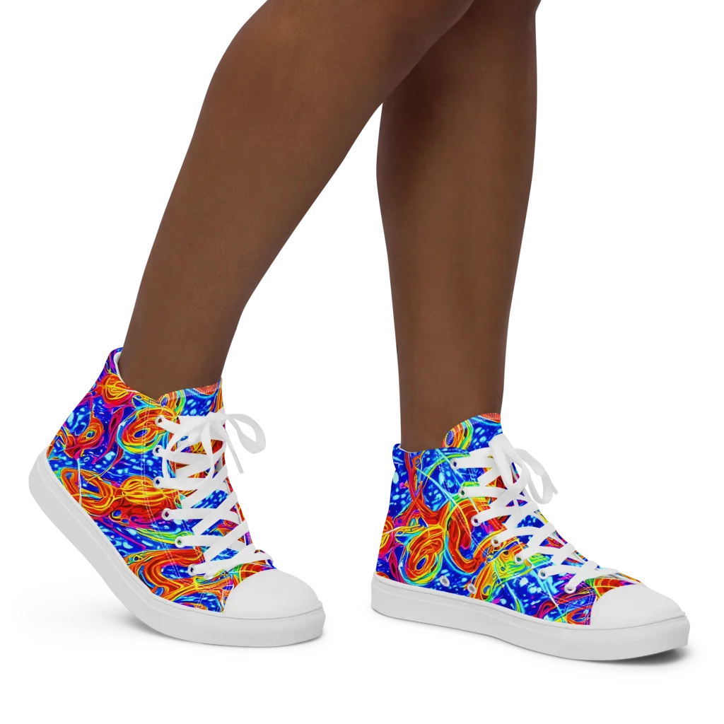 Molten Wave on Women's High Top Canvas Shoes — Right