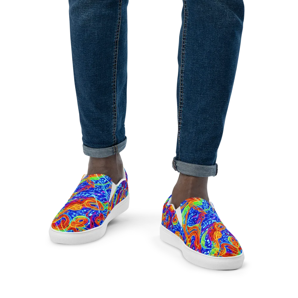 Molten Wave on Men's Slip-On Canvas Shoes — Front