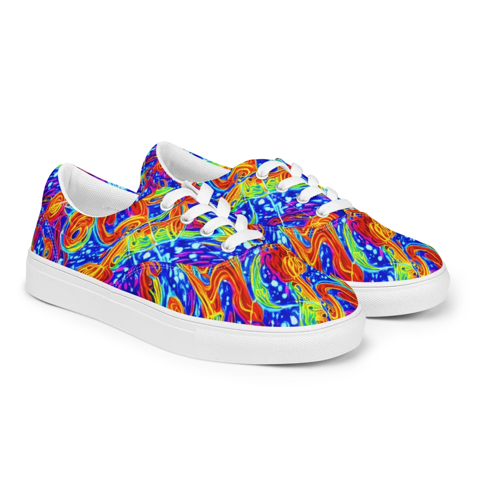 Molten Wave on Men's Lace-Up Canvas Shoes — Right Front