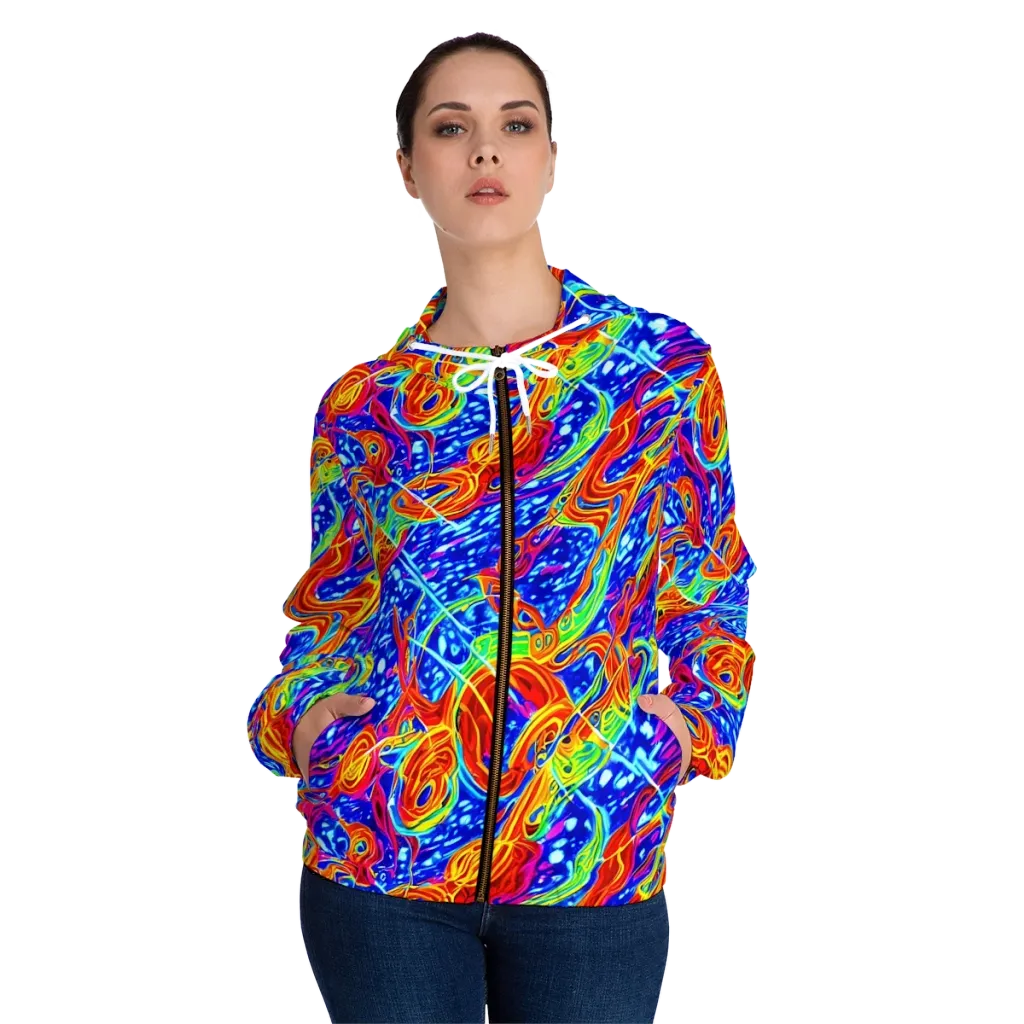 Molten Wave on Women's Full-Zip Hoodie — Front On Person