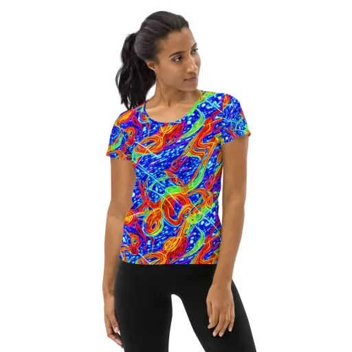 Molten Wave on a Women's Athletic T-Shirt