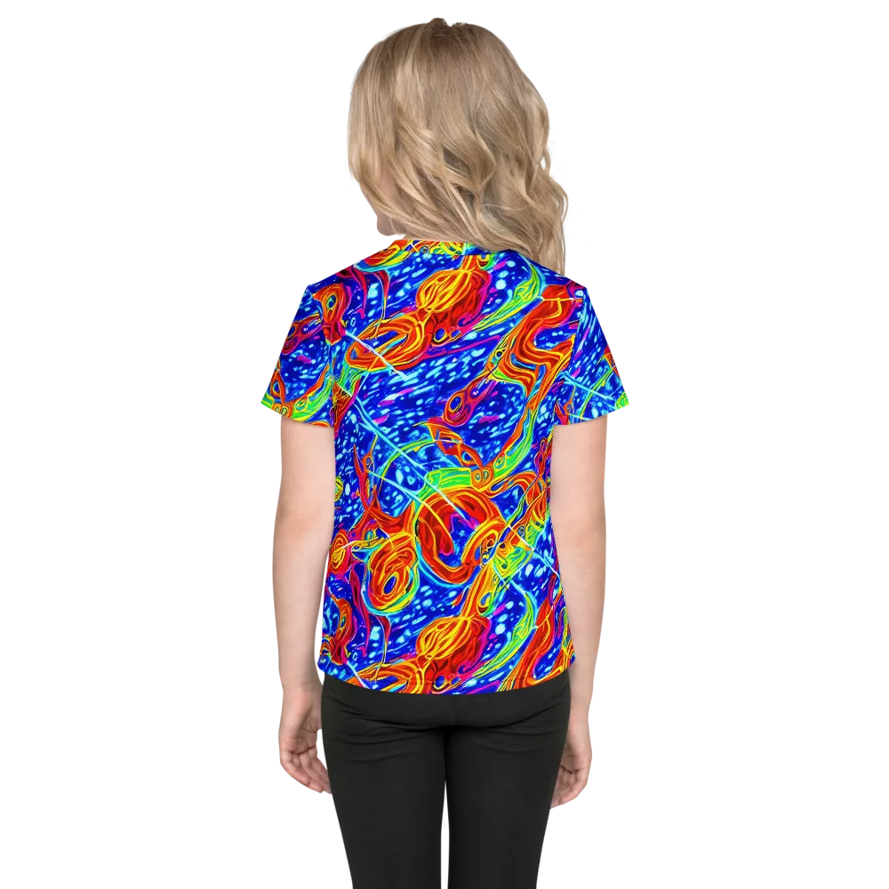 Molten Wave on Kids Crew Neck T-Shirt — Back