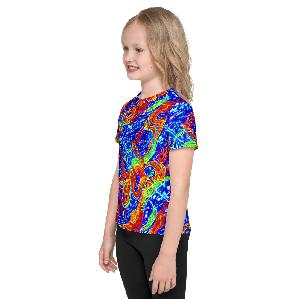 Molten Wave on Kids Crew Neck T-Shirt — Left