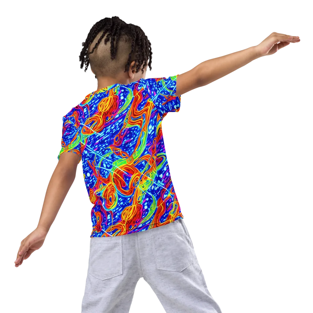 Molten Wave on Kids Crew Neck T-Shirt — Back