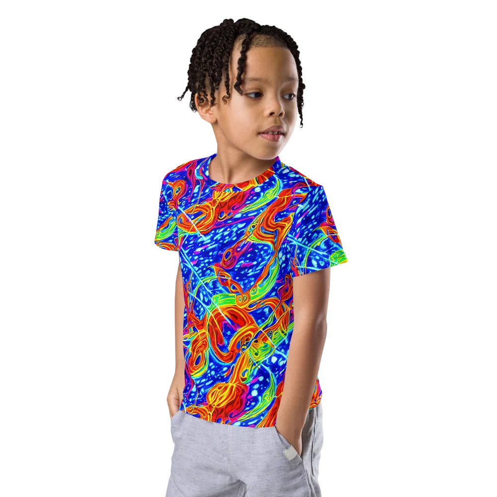 Molten Wave on Kids Crew Neck T-Shirt — Left Front