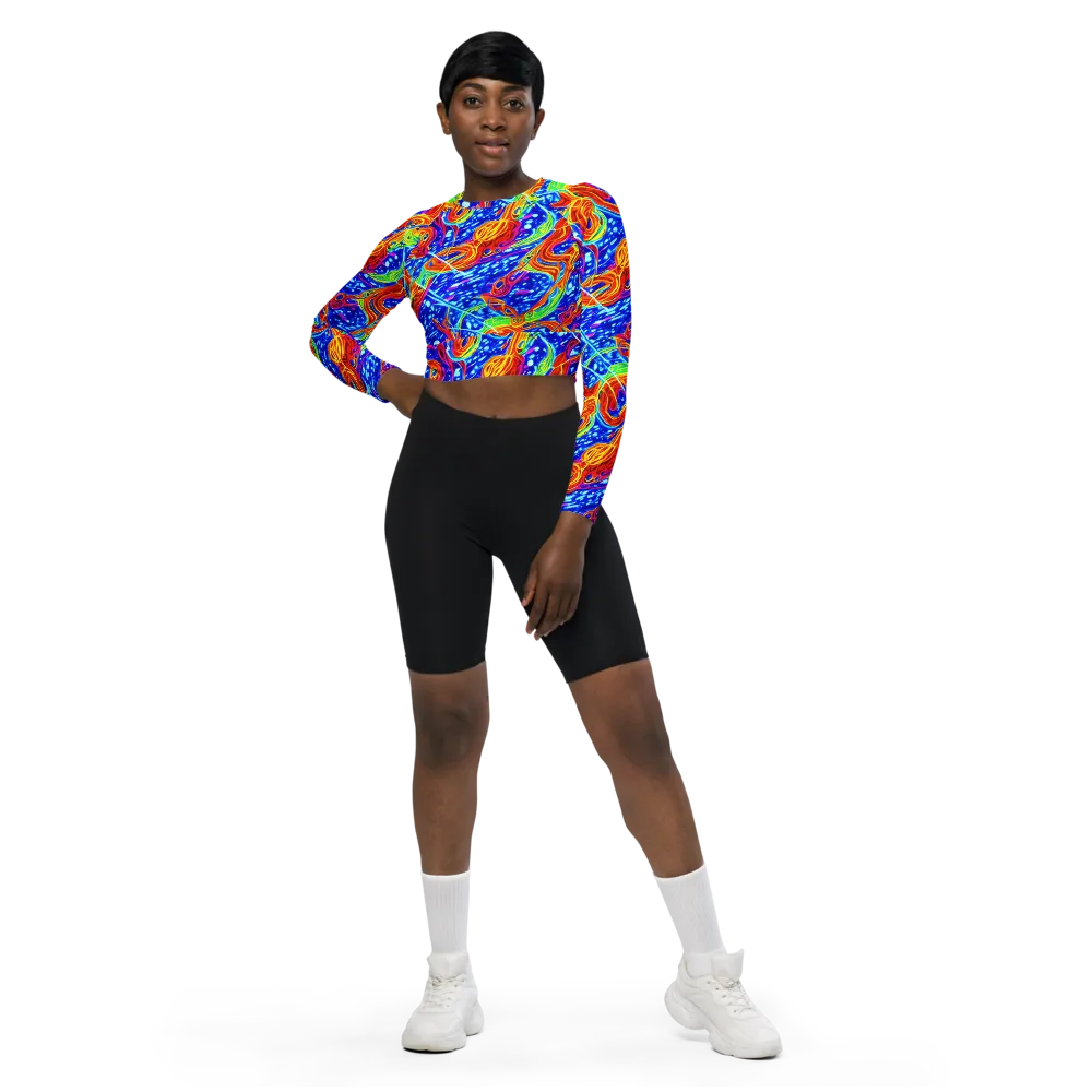 Molten Wave on Long Sleeve Crop Top — Front