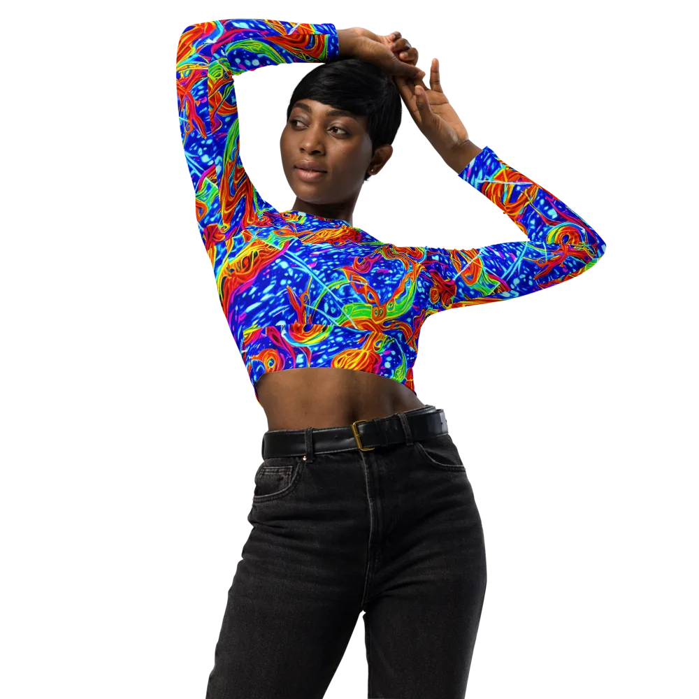 Molten Wave on Long Sleeve Crop Top — Front