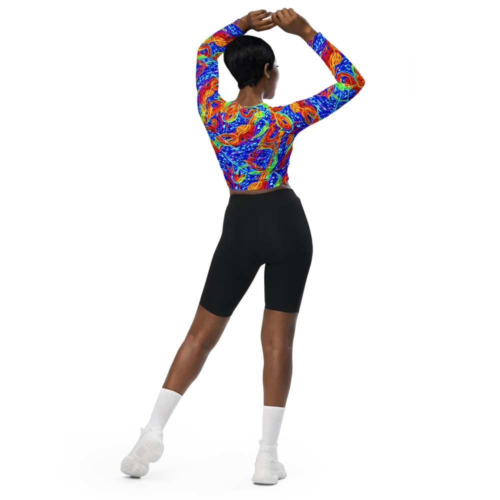 Molten Wave on Long Sleeve Crop Top — Back