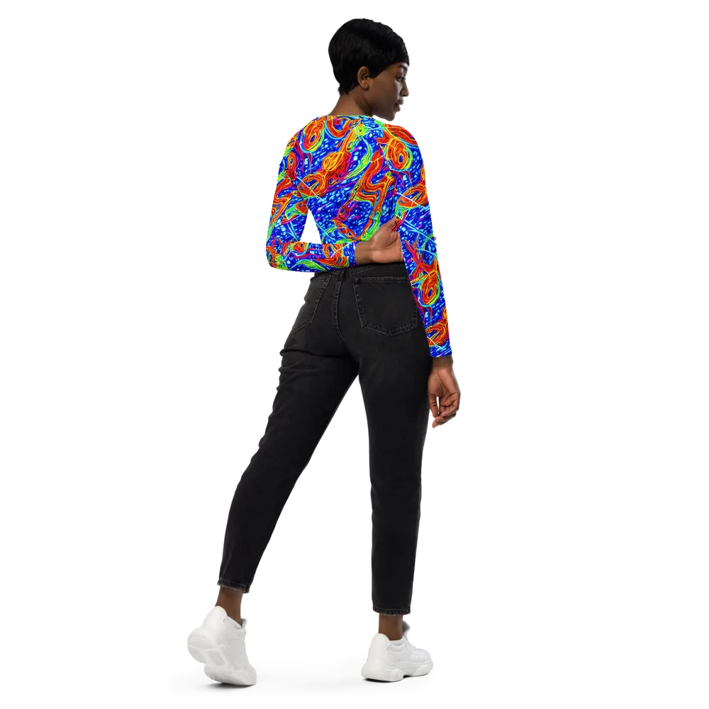 Molten Wave on Long Sleeve Crop Top — Right Back