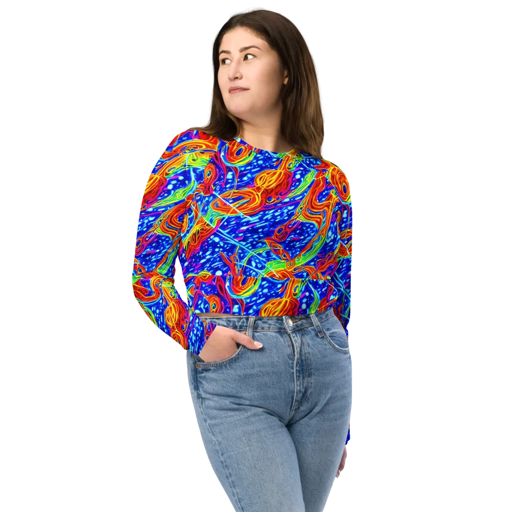 Molten Wave on Long Sleeve Crop Top — Front