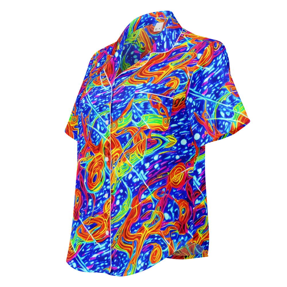 Molten Wave on Women's Short Sleeve Pajama Top — Left Front