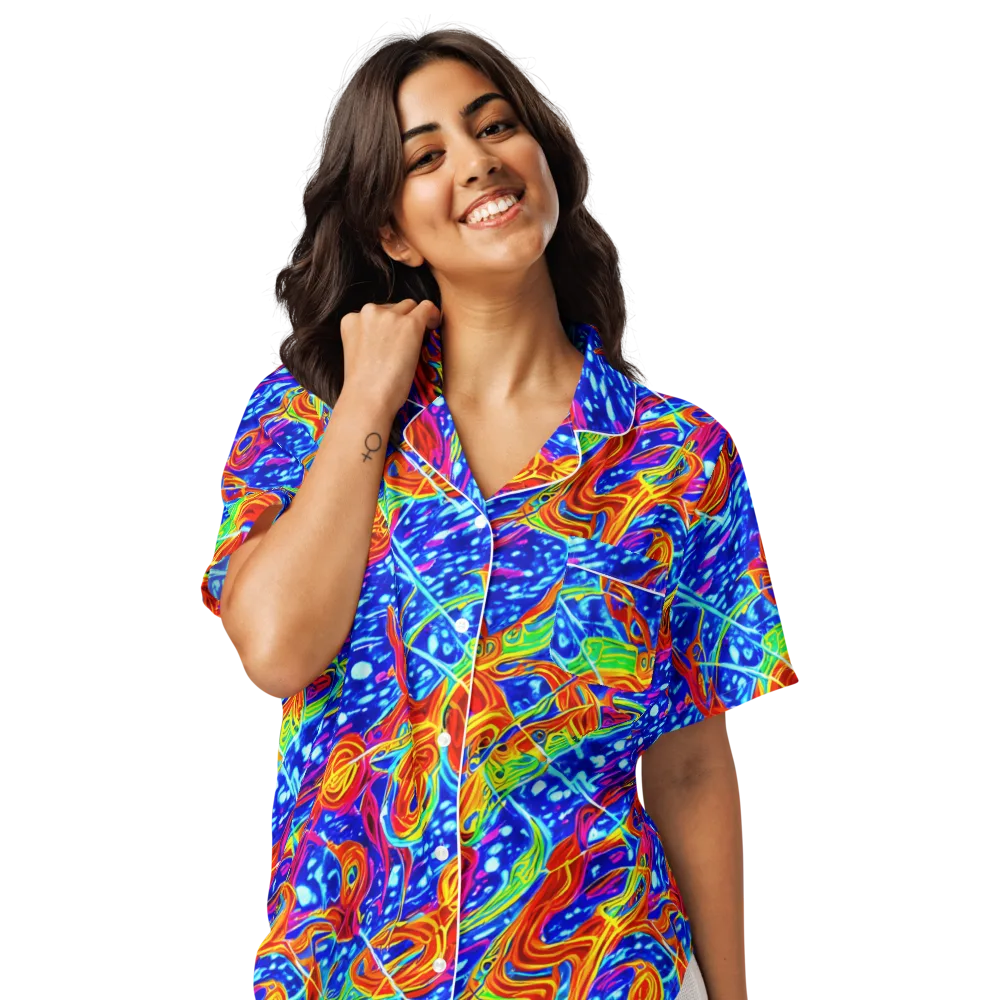 Molten Wave on Women's Short Sleeve Pajama Top — Front