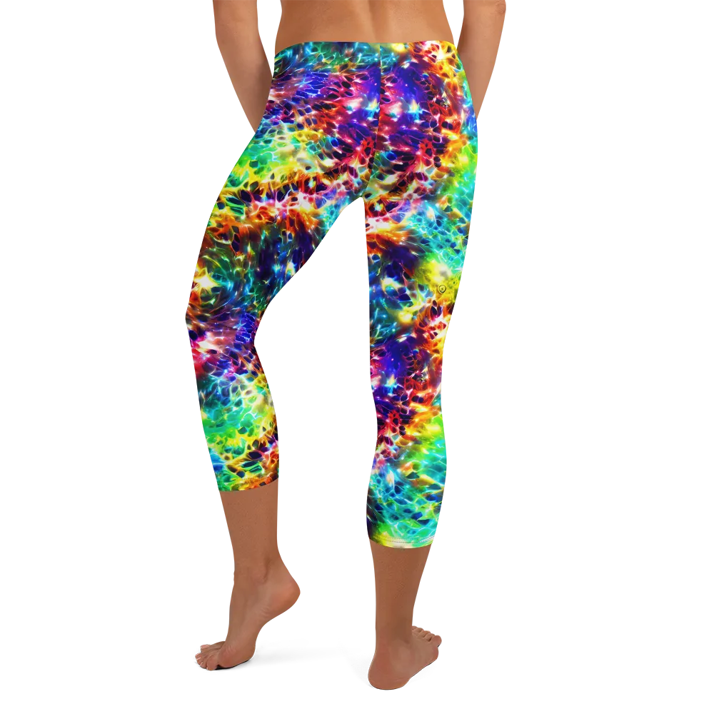 Rainbow Static on Capri Leggings — Back