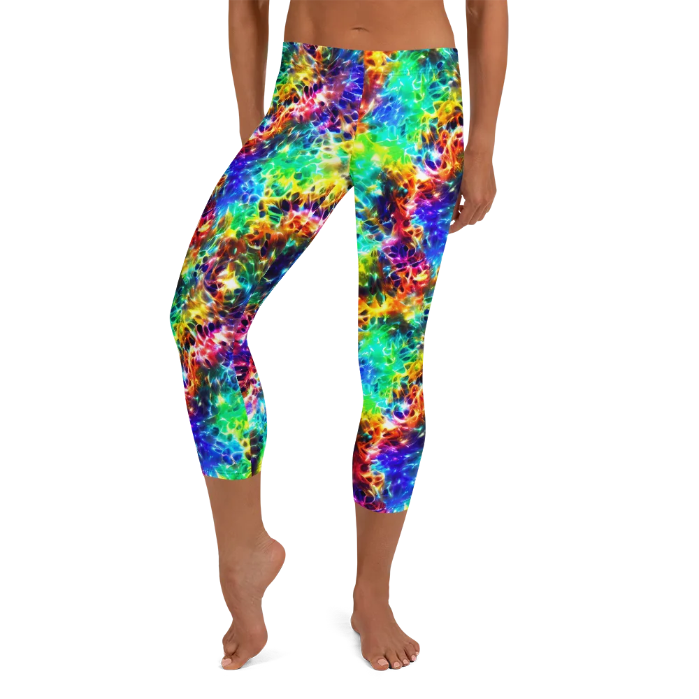 Rainbow Static on Capri Leggings — Front