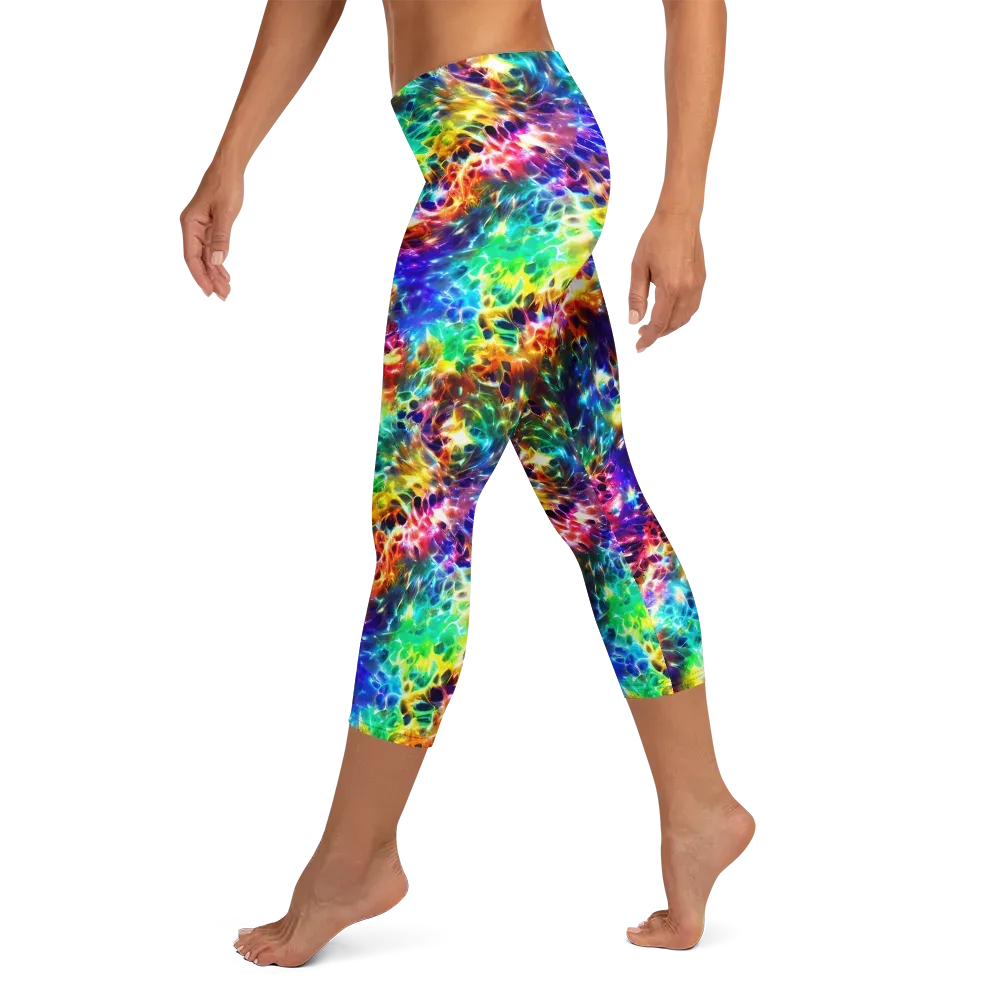 Rainbow Static on Capri Leggings — Left