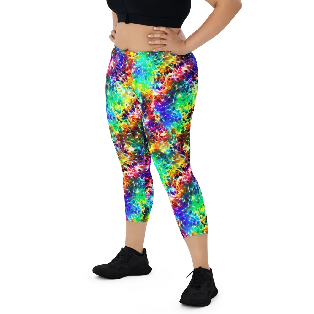 Rainbow Static on Capri Leggings — Front