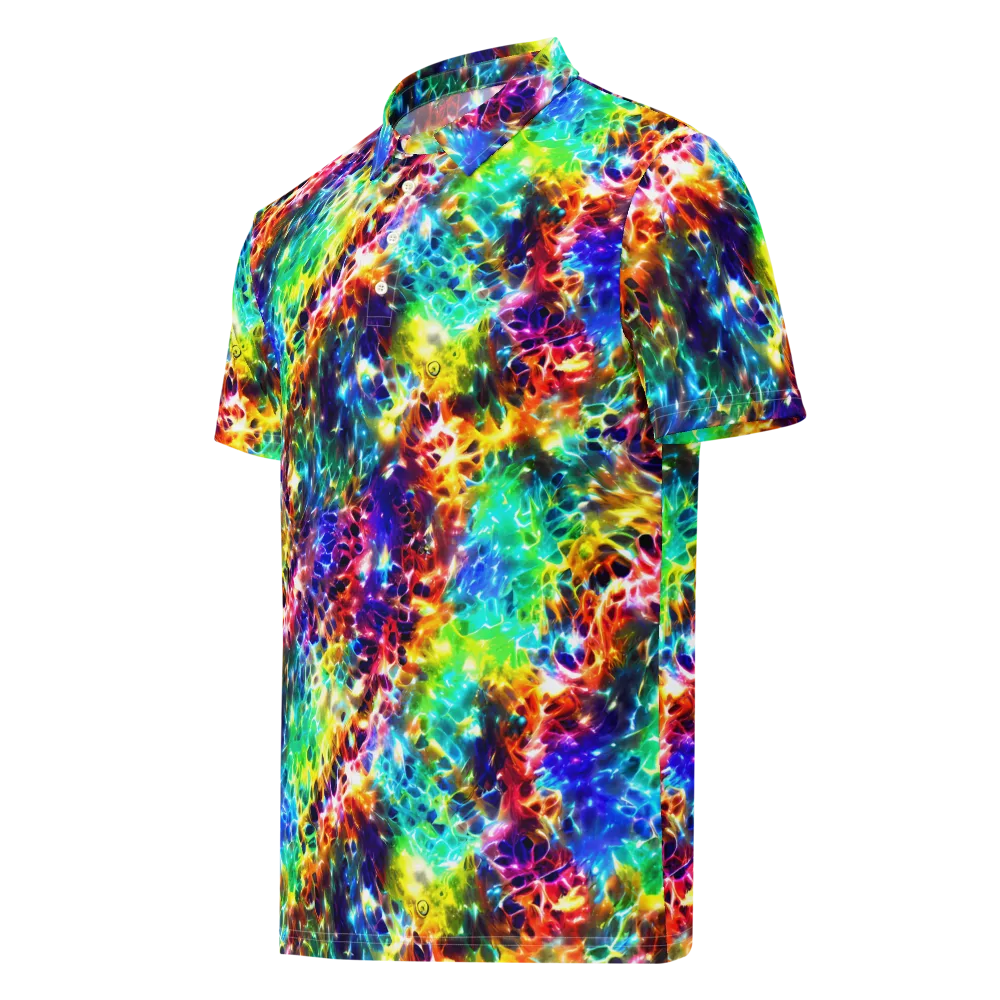Rainbow Static on Men's Slim Fit Polo Shirt — Left Front