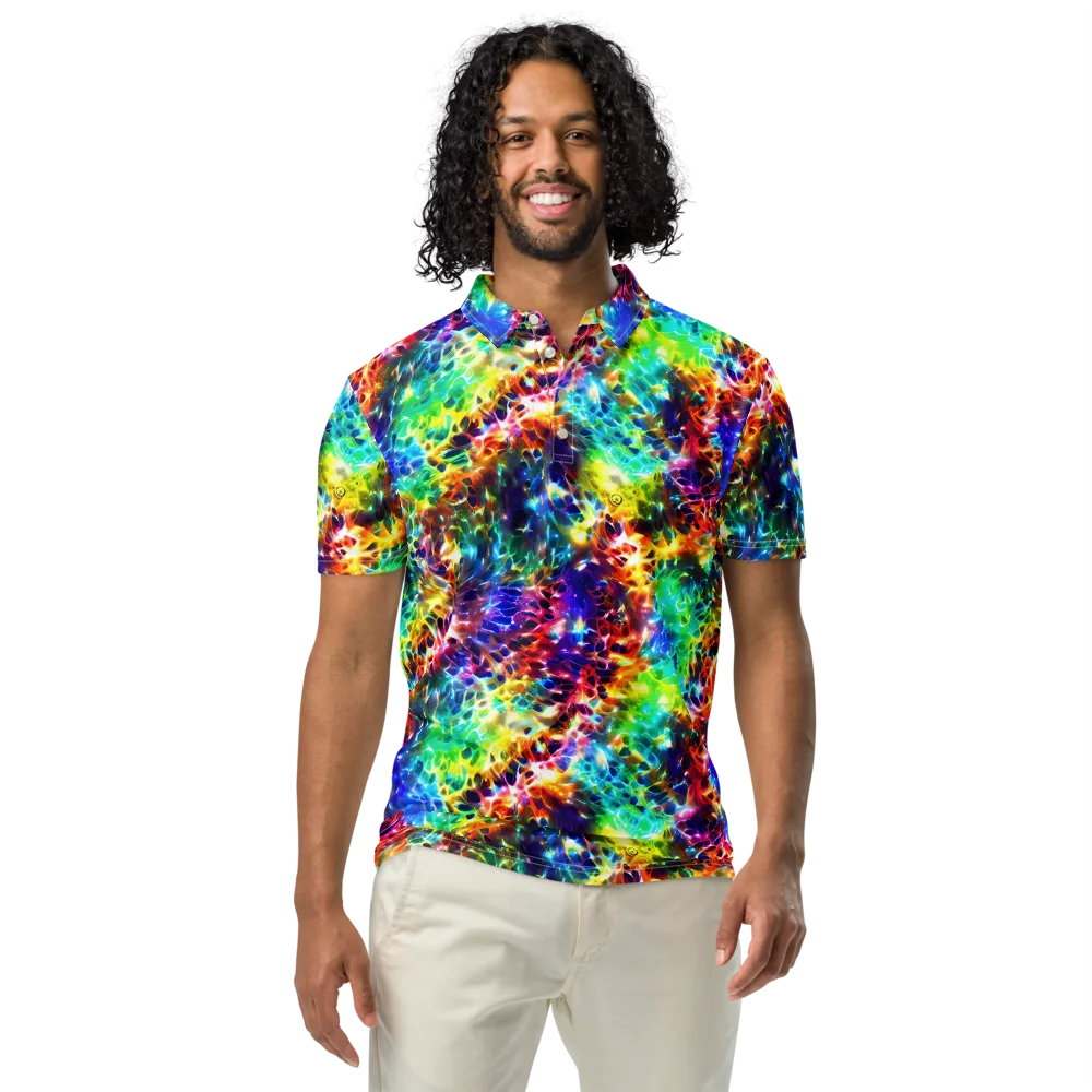 Rainbow Static on Men's Slim Fit Polo Shirt — Front